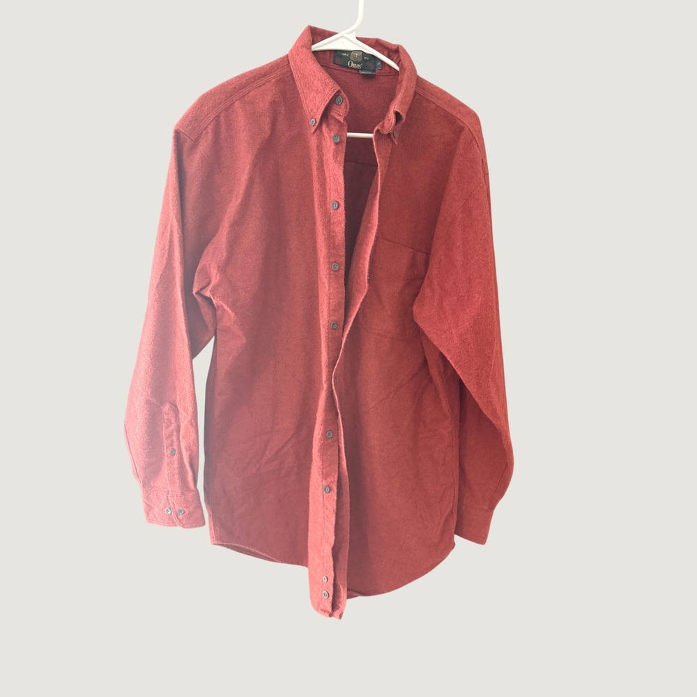 Orvis Mens Red Chamois Cloth Button Down Shirt Heavyweight Cotton USA Large